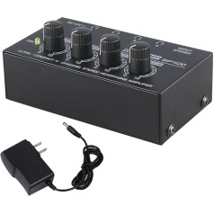 Headphone amplifier, headphone amplifier, 4-channel monitor, 6.5 mm output and input sockets, high sound resolution, with 12 V power supply, ideal for gigs, lessons, guitars, etc.