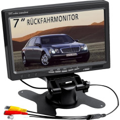 AISHICHEN 7 Inch Reversing Monitor for Reversing Camera System, TFT LCD Rear View Monitor Screen for Car SUV Van Truck with Two Video Input, Power 12 V/24 V, Camera Not Included, Monitor Only