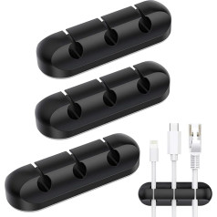Kabelhalter-Clips, 3 Stück, Kabel-Management, Kabel-Organizer, Clips, selbstklebender Organizer für USB-Ladekabel, Maus, PC, Büro, Zuhause