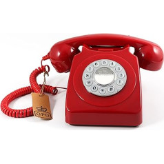 GPO 746 Push Button Retro Telephone with Authentic Bell Ring - Red