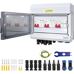Surge Protection PV DC Isolator Switch Lightning Protection Circuit Breaker PV System 2 String 2 in 2 Out, DC 1000V 2-Pin 40A 20-40KA Solar Voltage Protection, Solar PV Connection Box IP65 Waterproof