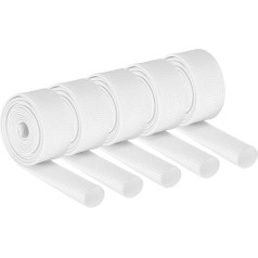 QUARKZMAN Pack of 5 Insulated Braided Cable Sleeves, 1 m - 12 mm ID White, High Temperature Silicone Glass Fabric Sheath for Cable Sheathing, Automotive Hose Lines, Electrical Wiring Protection