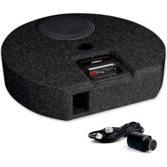 AXTON ATB20RXF: Flat Active Subwoofer for Spare Wheel Cavity, Bass Reflex Bass Box for Car with 20 cm/8 Inch Long Stroke Woofer, Housing Only 125 mm High, High Level Inputs, 120 W