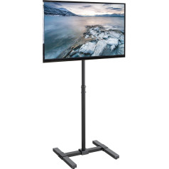 VIVO Height-adjustable TV floor stand for 13 to 50 inch screens up to 20 kg, LCD LED OLED 4K smart flat and curved monitor panels, 127 cm high, max. VESA 200 x 200, black, STAND-TV07