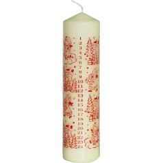 EWA Kerzen Ebersbacher Advent Calendar Candle, Screen Print with Motif, Ivory, Diameter x Height 50 x 200 mm