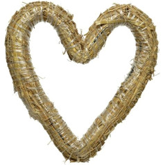 Make Your Own Heart Shaped Flower Wreath / Christmas Heart Wreath - Blank Straw Wreath / Ring for Christmas Crafts - 25cm