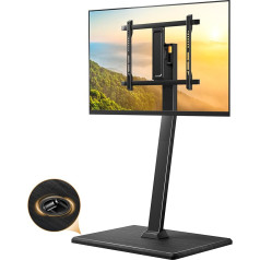 Perlegear TV Stand Rollable, TV Stand with Wheels for 30-70 Inch TVs, Height Adjustable, Swivel, Tilt, Mobile with Hidden Wheels, up to 40 kg, Max VESA 400 x 400 mm