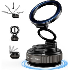 P PANACARE Magnetic Car Mobile Phone Holder, Car Mount with Vacuum Suction Cup/360° Rotatable/Foldable, Universal Car Mobile Phone Holder for iPhone 16 15 14 13 12 & Hadny Case