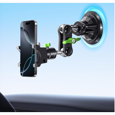 MAGIC JOHN Mobile Phone Holder Car, 360° Rotatable Car Phone Holder, Strongest Suction Power and Stable Clamp, Car Mobile Phone Holder for iPhone Samsung, Car for 4-7 Inch Smartphone (Short)