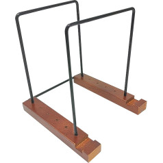 IGTOPS Pine Vinyl Record Stand, CD Record Stand and Display Stand, Wooden Record Storage, with Stainless Steel Record Organiser, Record Stand (Holds 50 Pieces)