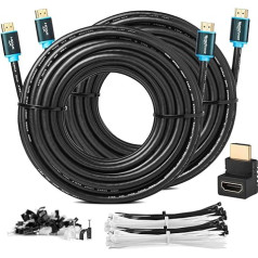 MutecPower HDMI Cable 2.0 High Speed with Ethernet 4Kx2K/60HZ Ultra HD 2160p/Full HD 1080p 3D/ARC/CEC Triple Shielded Cable 15 m Black 15 m Pack of 2