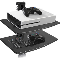 Suptek Black 2 Floating Shelf with Strengthened Tempered Glass for DVD Players/Cable Boxes/Games Consoles/TV Accessories 2 Shelf Black CS202