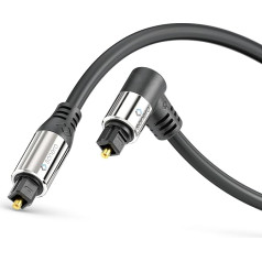 sonero® Premium optisches Toslink Kabel, 10,0m, vergoldete Kontakte, 1 x 90° Stecker, 360° drehbar, schwarz