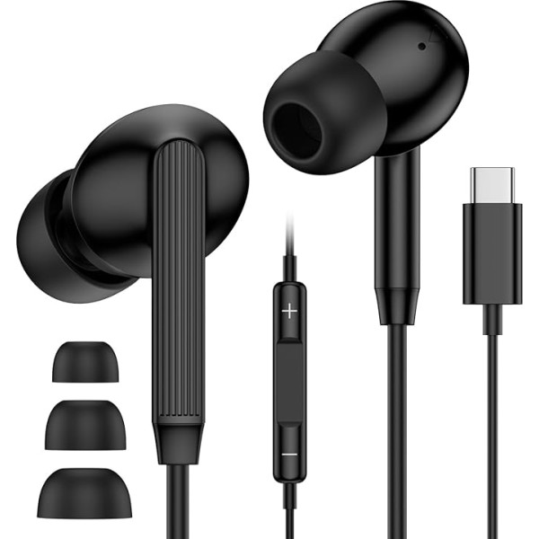 USB C Wired Headphones for iPhone 16 16e 15 Pro Max Plus, Type C In-Ear Headphones Wired Earbuds with Microphone for Samsung Galaxy S25 Ultra S24 S23 FE S22 S21 S20 A16 A15 A26 A35 A36 A54 A55 A56 5G