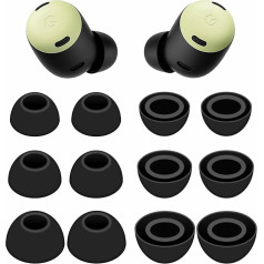 6 Pairs Compatible with Pixel Buds Pro Replacement Silicone Rubber Earbuds Gel Earbuds Fits Google Pixel Buds Pro Size S/M/L, Black