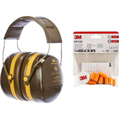 3M Peltor Bull's Eye III Ear Protectors, Specially Designed for Hunting and Shooting, SNR 31 dB, Green & 3M 1100C4 Ear Plugs with Storage Box, 1 Set of 4 Pairs, Orange