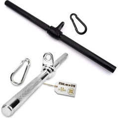 C.P. Sports Bizeps Trizeps Stange | 50 cm Stahl Griff gerade | Latzugstange kurz/Zugstange für Kabelzug, Seilzug – Trainingsstange für Krafttraining, Fitness, Home Gym
