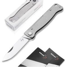 BÖKER PLUS Atlas Knife - Small Slipjoint Pocket Knife - Folding Knife with Metal Handle - EDC Full Metal Knife - Vintage Sandvik Folding Knife