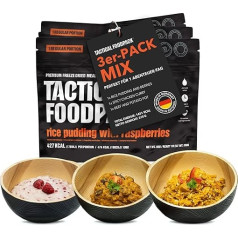 Tactical Foodpack 1 Day Mix Set – Gefriergetrocknetes für Outdoor - Rice Pudding, Chicken Curry & Beef Pot – Mahlzeiten für Camping, Notfallrucksack & Survival Kit – Frühstück bis Abendessen