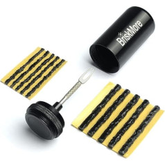 BriskMore MTB Road Bike Tubeless Tire Repair Kit Repair Puncture or Flat Tire with Storage Canister, Tamping Tool and Strip