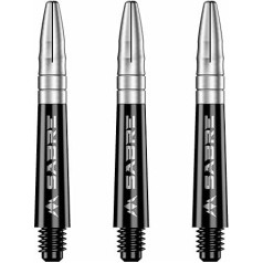 Mission Darts Sabre Shafts | Heavy Duty Black Polycarbonate Shafts with Coloured Aluminium Top | Multiple Pack Sizes | 6 Colours | Short
