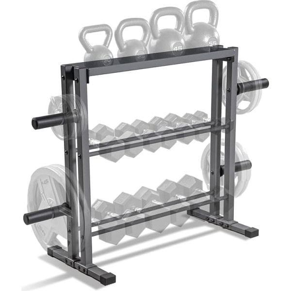 Marcy Unisex's Classic Combo Weight Plate and Dumbbell Storage Rack, Grey, One Size