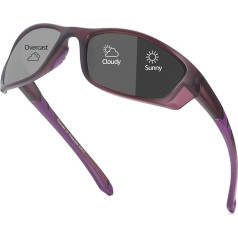 Myiaur Self-tinting cycling glasses, women's polarised photochromic sunglasses, sports sunglasses with UV400 protection for running, cycling