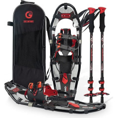 G2 21/25/30 Inch Lightweight Snow Shoes for Women Men Teenagers Set with Trekking Poles, Carry Bag, Snow Baskets, Special EVA Padded One-Pull Binding, Heel Lift, Toe Box, Orange/Blue/Red Available