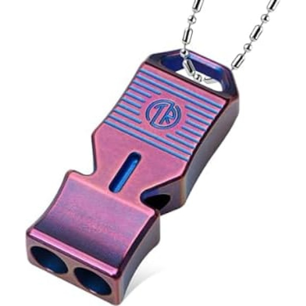 TACRAY Titanium Emergency Survival Whistle, Portable Necklace Whistle, Loud Whistle up to 120~130db, Good for Life Saving, Hiking, Camping, and Pet Training