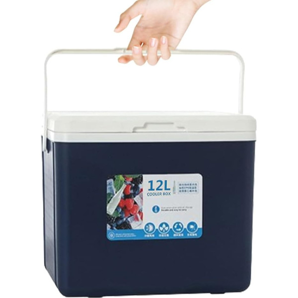 Insulated Storage Box, 12 L Car Cooler Box, Hot Cold Food Organiser, Ice Retention Food Container for Picnic Fishing for Fruit, Breast Milk, Juice, Drinks, Milk
