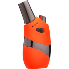 Jet Torch Lighter for Cigars, Cigarettes, Camping, Barbecue, with Continuous Flame Barrier, Refillable Gas, Adjustable Flame Intensity, Fire Starter (Colour: Orange)