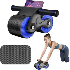 Ant Warrior Automatischem Bauchtrainer Roller, Fitness Ab Roller für core trainer,mit handyhalter und rückholfeder, Ab Roller Bauchtrainer,für reisen zu hause für fitnessübungen (Blau)
