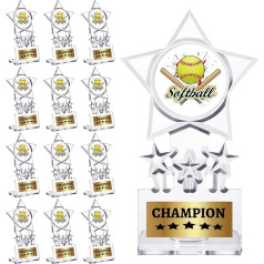 Tondiamo Pack of 12 Acrylic Champion Trophy, Winner Prizes Champion Trophies Awards for Sports Competition Prizes Souvenir Gift Decoration