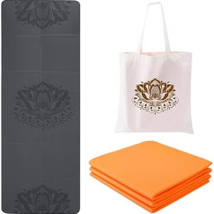 EKE Faltbare PU+TPE Yogamatte 5 mm Dicke, Standardgröße, Faltbar, Leicht und Tragbar, Ideal für Yoga, Pilates, Fitness, Sport, Training, inklusive Canvas-Tragetasche Geschenk