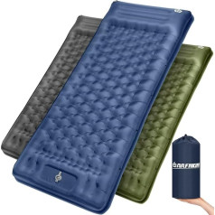 ARFNKIM Self-Inflating Sleeping Mat, 12 cm Thickened Air Mattress with Foot Press Pump and Cushion, Ultralight Small Packing Size Camping Mattress, Waterproof Sleeping Mat for Outdoor Use (Blue)