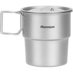Aomiun Titanium Mug 300ml Camping Coffee Cup with Foldable Handle Lightweight Camping Mug Water Cup Portable Camping Titanium Mug for Outdoor Backpacking Hiking Travel Picnic