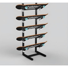 Black Floorstanding Skateboard Organizer Holder Rack Storage Rack for Longboard Snowboard Display Stand for Skis Skateboard Scooter Home Room Garage Gym