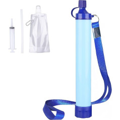 NNOOAADIO Camping Water Filter Personal Water Purification Straw Portable Outdoor Survival Water Cleaning Kit 0.01 Micron Emergency Equipment for Outdoor Hiking, Camping, Travel and Emergency