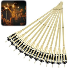 YUENFONG Garden torches, 24 pieces bamboo torches, torches for outdoor oil torches, with wick torches decoration, for party reunion, wedding, natural colour