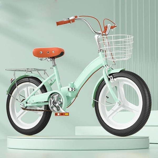 Folding Bike 22 Inch Foldable Unicycle Student Bicycle with Black Tyres for Boys and Girls Aged 3 to 8 Years