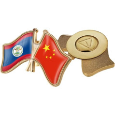 Brooch with patriotic flag of China and Belize the crosses brooch with square flag print in vintage style backpack hat pin badge accessories for men and women
