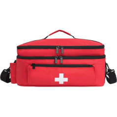 Gcljlmy Erste-Hilfe-Tasche, Leere Aufbewahrungstasche, glatter Reißverschluss, Notfallbedarfstasche, Notfallset, Organizer für Outdoor, Zuhause, Wandern (Rot)