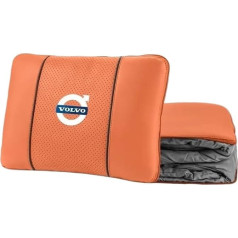 QYPLKJHG Reisedecke Kissen 2 in 1 für Volvo S60 Facelift 2018, Autokissen Decke mit Auto Logo Reisedecke für Auto Kuscheldecke Auto Decken Kissen Flugzeugdecke Auto Accessoires,Orange