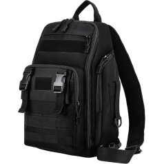 Thekuai Fishing Gear Backpack Storage Bag Outdoor Shoulder Backpack Waterproof Cross Body Sling Bag Fishing Tackle Bag with Rod Holder (Black)