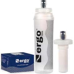 Ergotrail Foldable Water Bottle with Filter, 480ml Soft Bottle for Hiking, Running and Camping, Leakproof Water Filter, Portable, Lightweight, BPA Free, Hydration