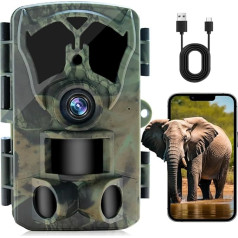 Wildlife Camera WLAN with Mobile Phone Transfer App, JHLGRE Motion Sensor Night Vision with 64G SD Card, 0.2s Fast Trigger, Thermal Imaging Camera Hunting, 120° Wide Angle, IP67 Waterproof