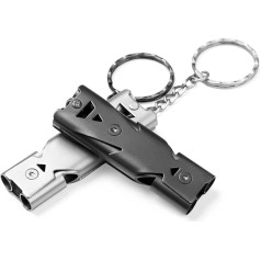 OUSIKA ys Regenschirm High Dezibel Outdoor lebensrettende Notfallpfeife Edelstahl Tragbare Schlüsselanhänger Tube Notfall Überleben Multifunktionswerkzeug Pfeifen (Color : Silver)