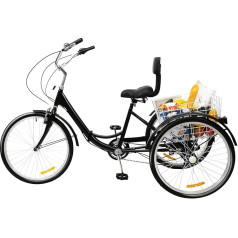 Beaudreaul Foldable Bicycle 24 Inch - Adult Tricycle - Tricycle for Adults 24 Inch Tricycle - Bicycle with 3 Wheels for Adults and Adults - with Shopping Basket