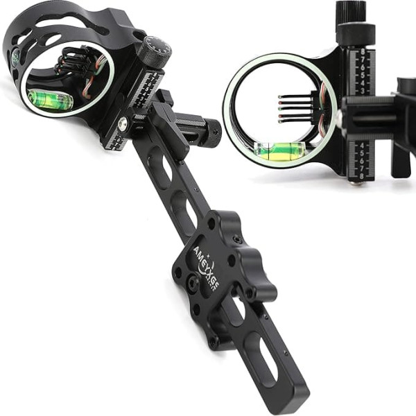 wolfman Archery Compound Bow Visor 5-Pin 0.019 Inch Fibre Optic Micro Adjustment Bow Visor Hunting Visor with Visor Light for Hunting Accessories for Right Left Hand