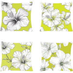 Outdoor-Kissen, 70 x 70 cm, doppelseitig, Blumenmuster, Leinen, perfekt für Garten, Terrasse, Camping, Auto, Dekoration, stilvolle Outdoor-Überwurfkissen, 4 Stück